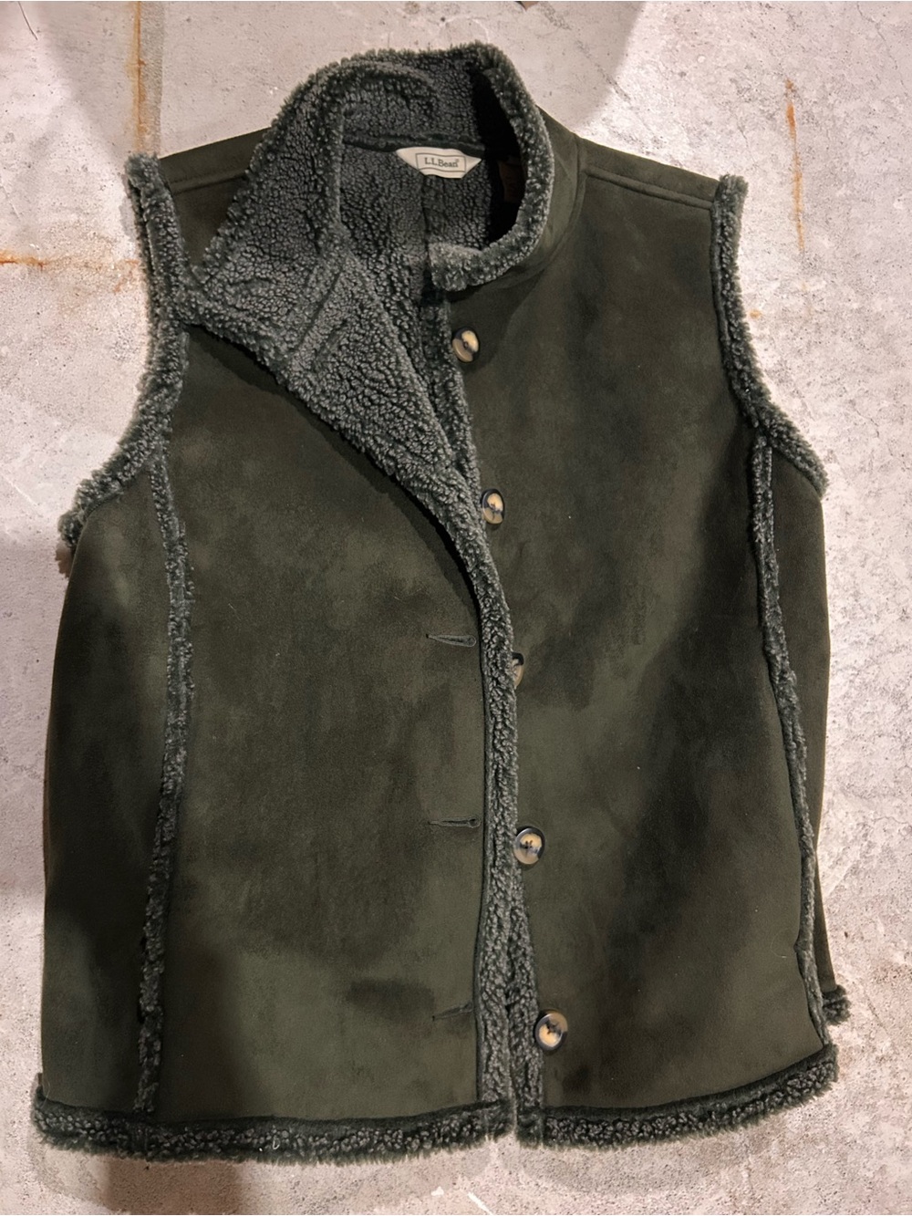 L.L. Bean Women’s Dark Green Sherpa-Lined Vest
